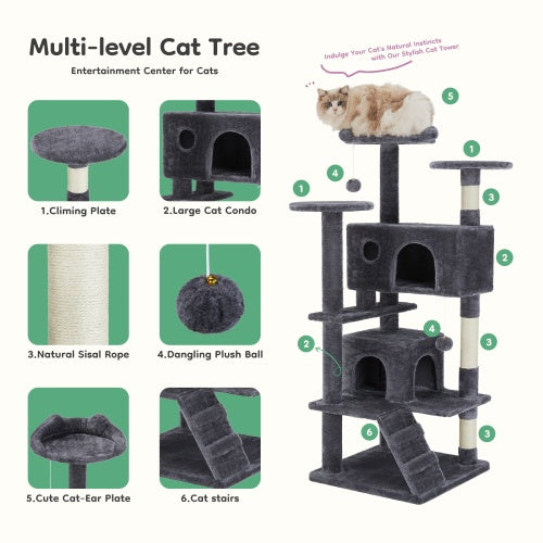 Torre para gatos de varios niveles para interiores