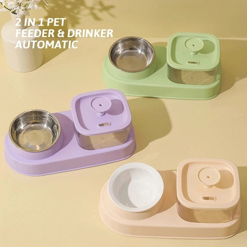 2-in-1 Cat Water Dispenser and Bowl