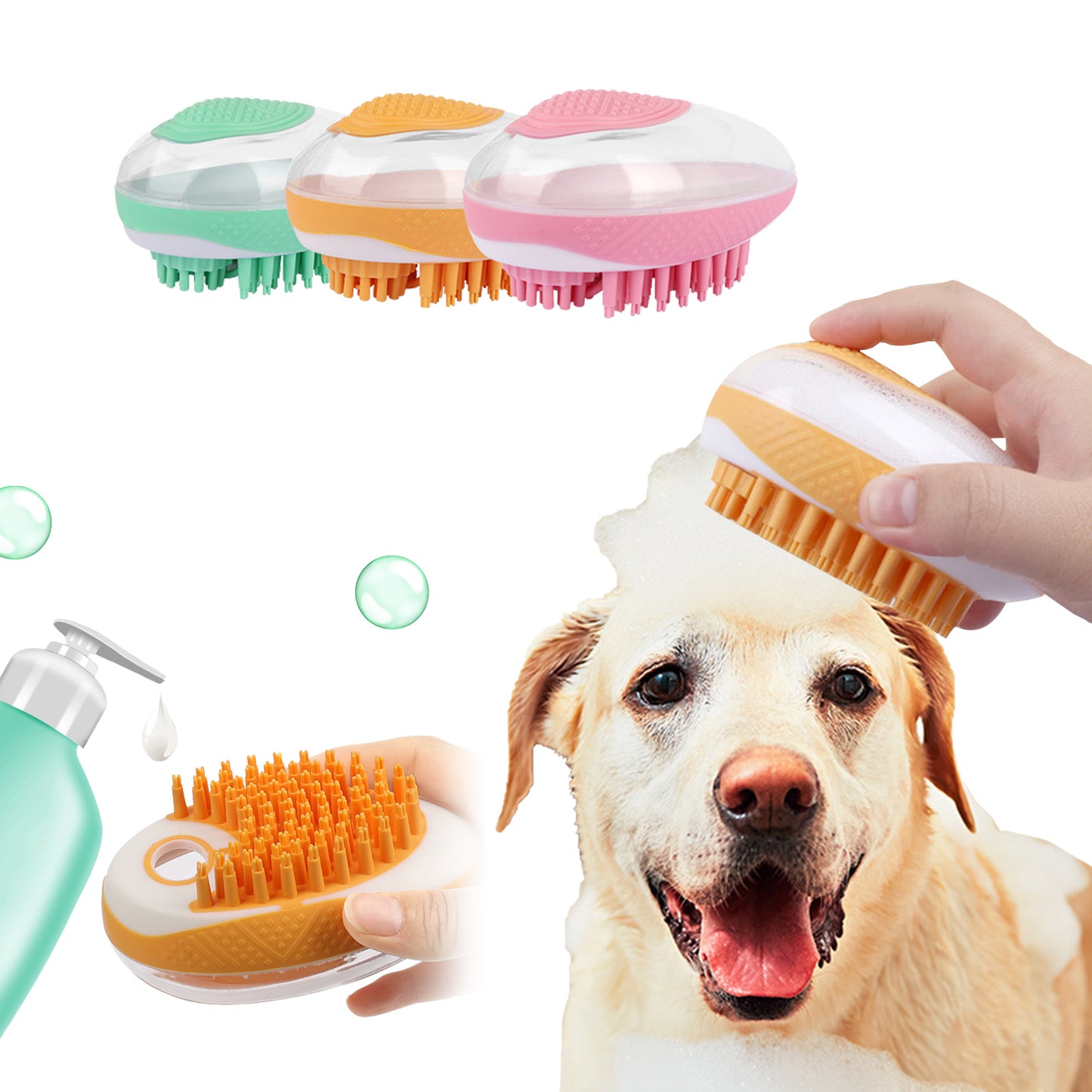 Brosse de bain pour chien et chat 2-en-1